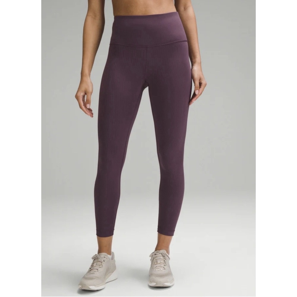 LULULEMON Wunder Train Leggings Ribbed HR Purple Grape Thistle 25" sz. 2 LW5FY2S
